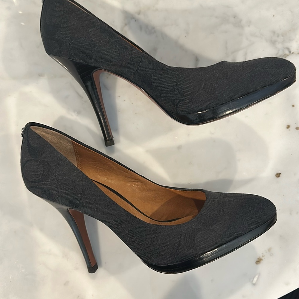 Coach Black Signature Canvas High Heel Pumps